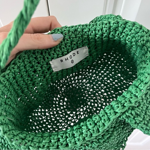 Rhode x Target Straw Crochet Bucket Bag Green Beach Tropical Vacation - Picture 4 of 7